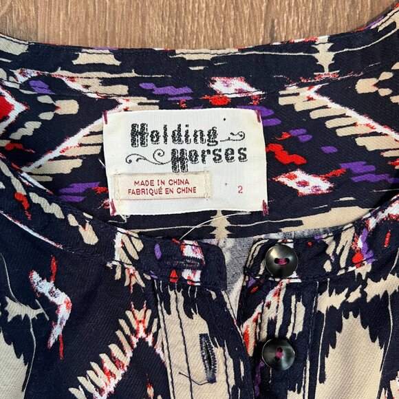 ANTHROPOLOGIE | Holding Horses Western Shirt Dress Sz 2 - Picture 4 of 14